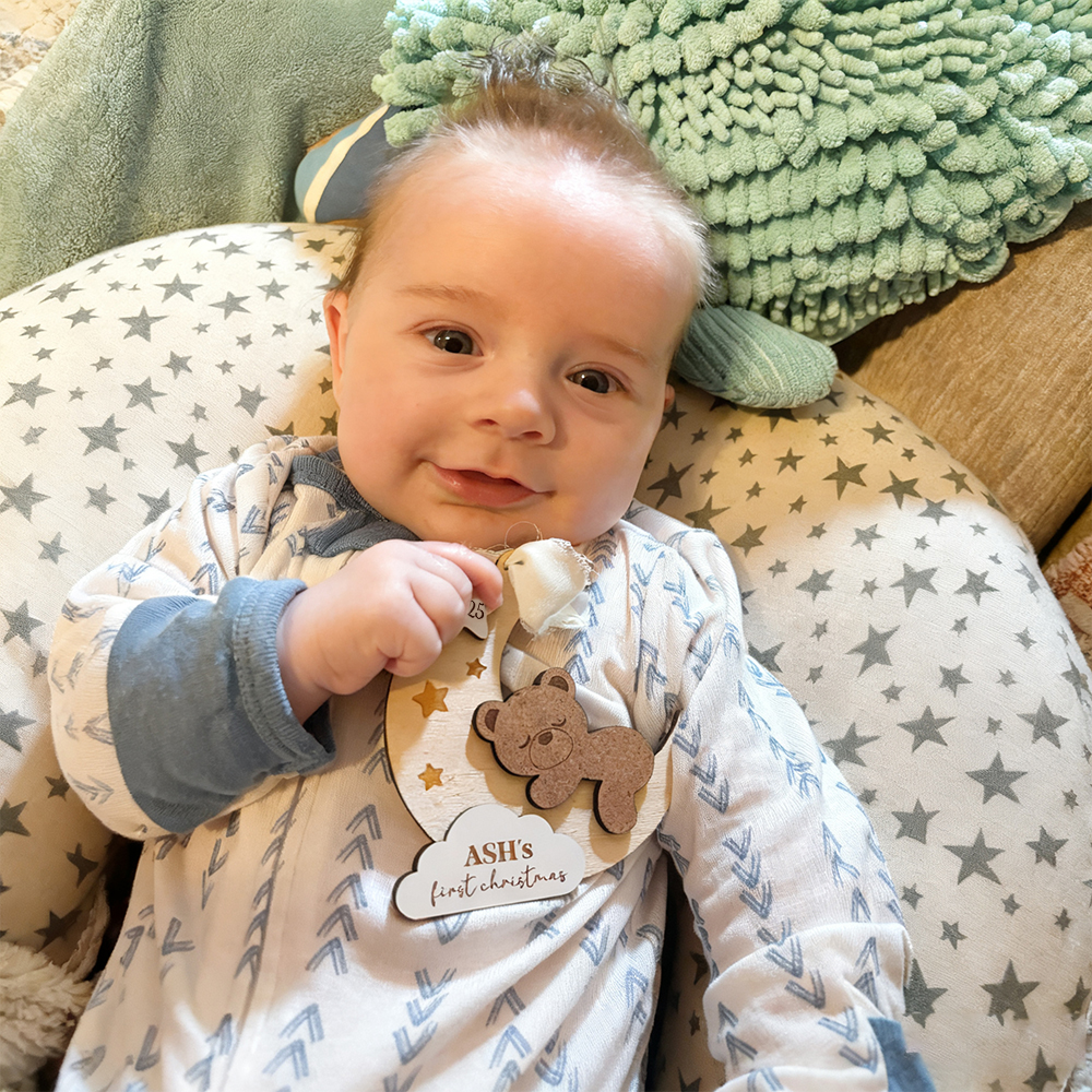 Personalized Baby First Christmas Lovely Moon Bear Ornament | MCGift190