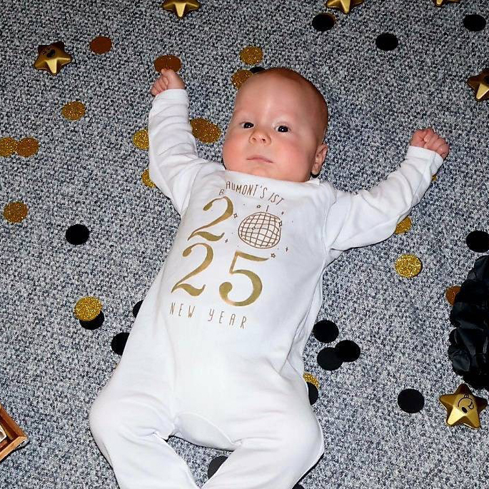 Personalized Baby 1st New Year Romper and Hat Set | CWBaby343