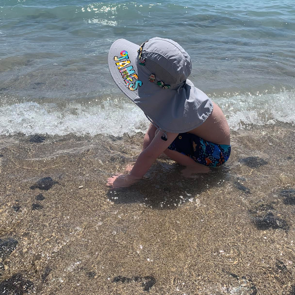 Personalized Kid 2-in-1 Neck Shield Summer Beach Bucket Hat | CWBeach212