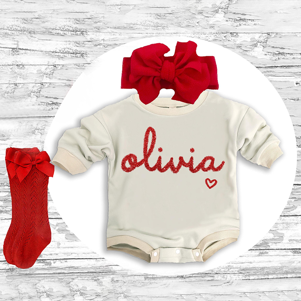 Personalized Valentines Baby Girl Outfit Set | ValGift14
