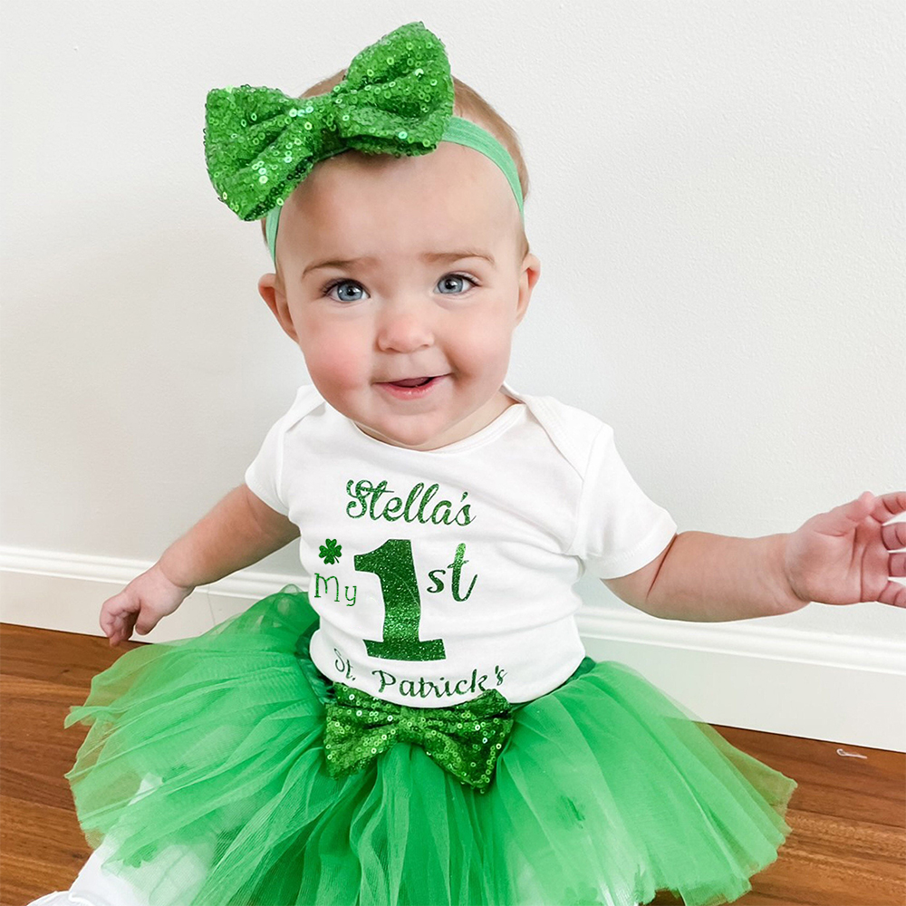 Personalized Baby Girl First St. Patrick's Day Outfit Set | CWBaby402