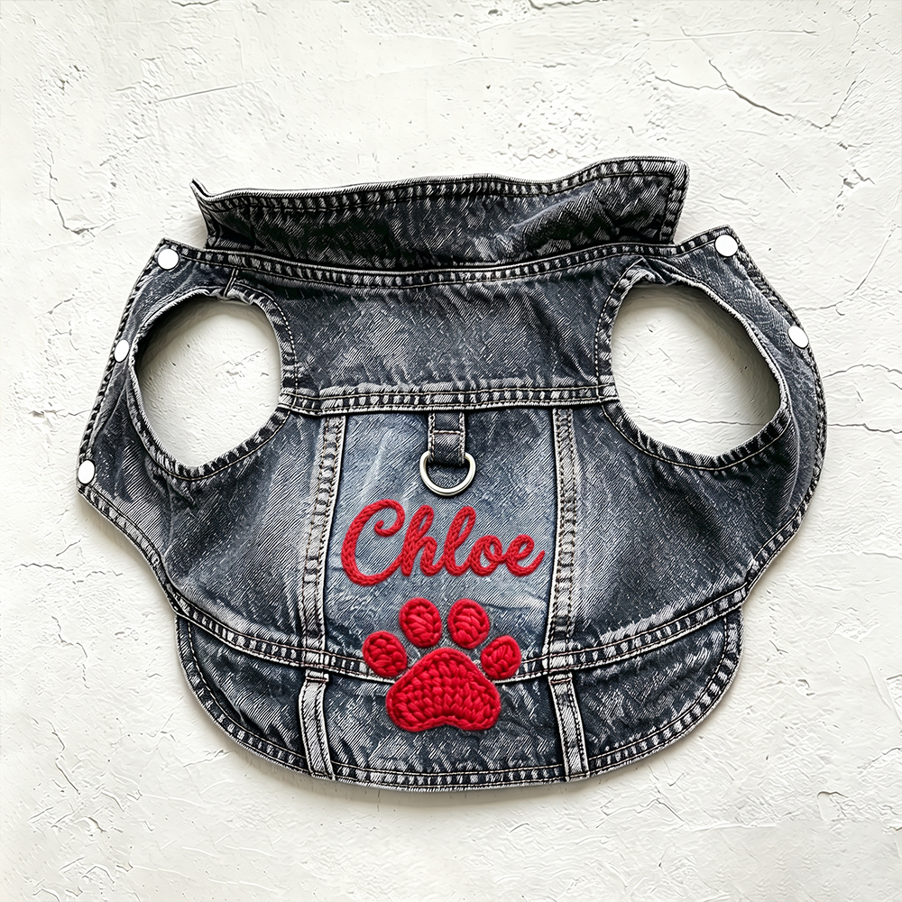 Personalized Embroidered Pet Denim Jacket | BKPet542