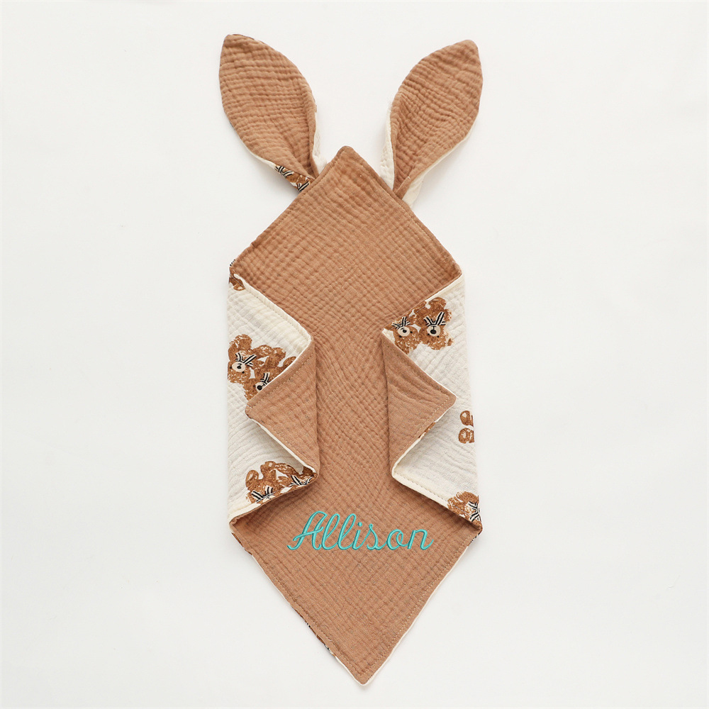 Personalized Baby Embroidery Comforter Bunny Sleep Towel | CWBaby126