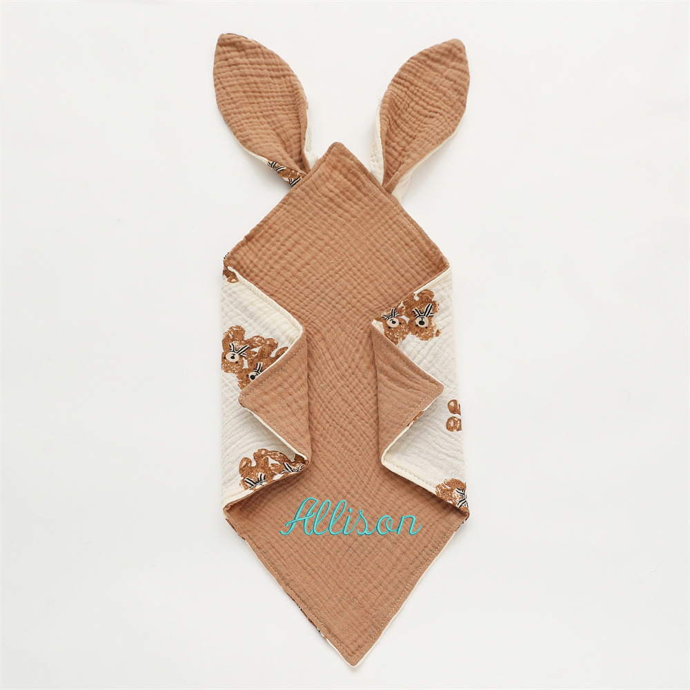 Personalized Baby Embroidery Comforter Bunny Sleep Towel | CWBaby126