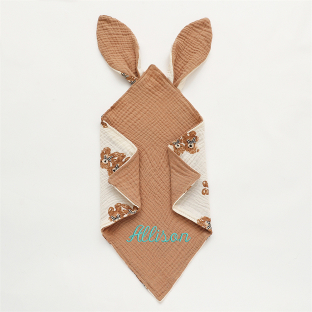 Personalized Baby Embroidery Comforter Bunny Sleep Towel | CWBaby126