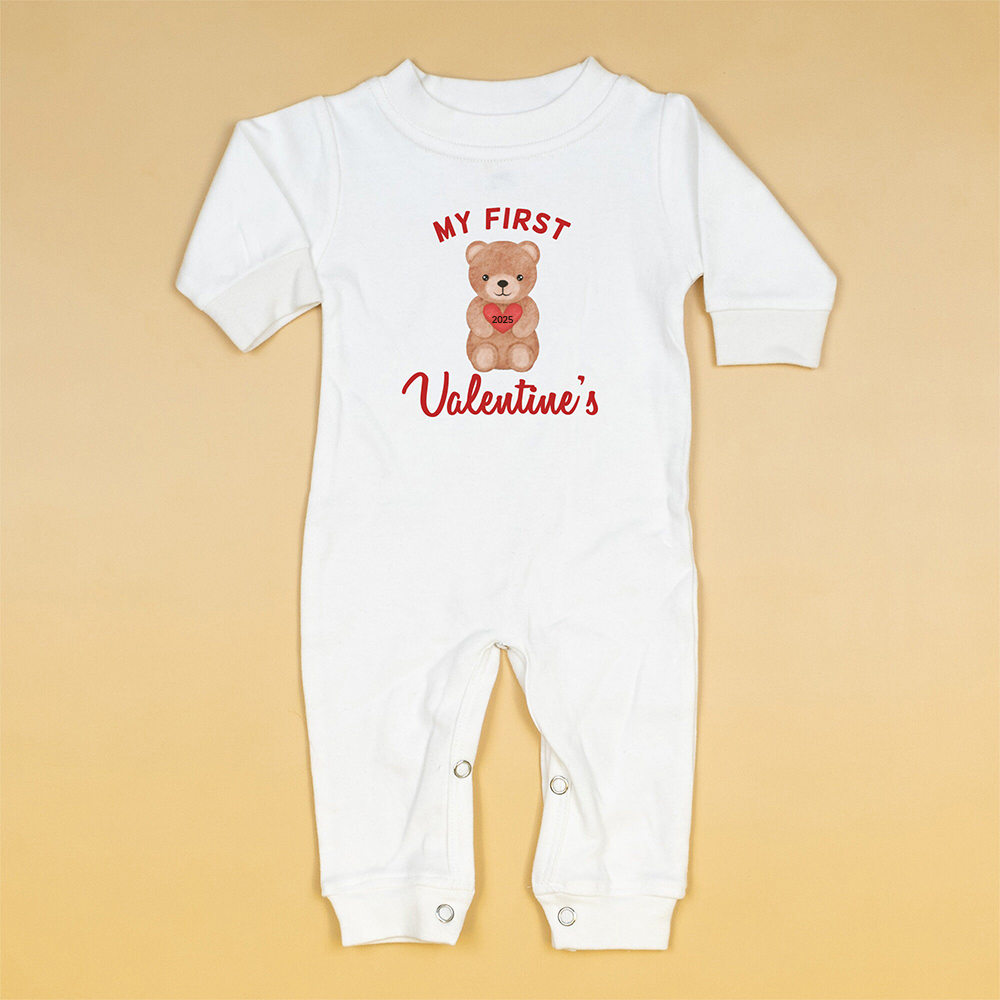 Personalized Baby First Valentine Ropmer and Hat Set | CWBaby127