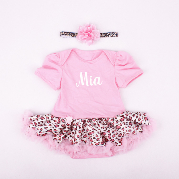Personalized Baby Cotton Soft TuTu Romper With Headband | CWBaby135