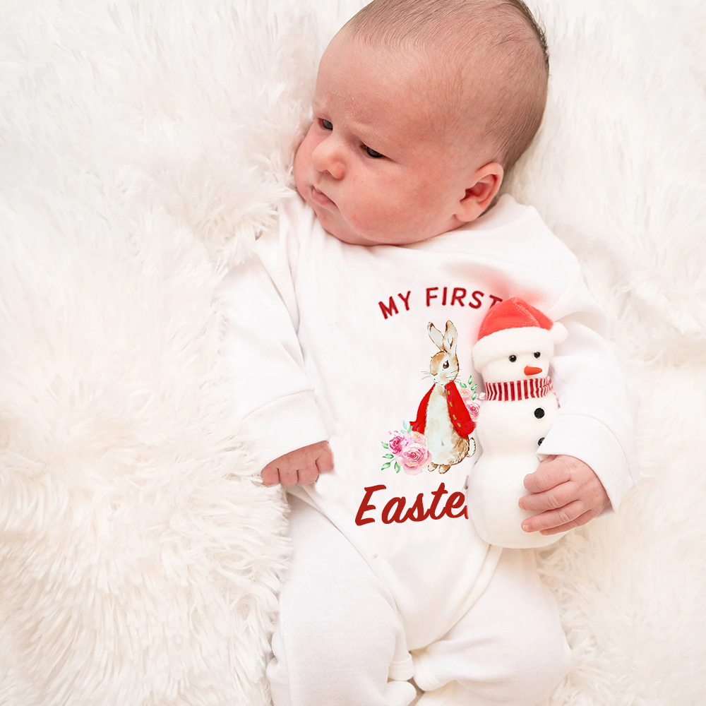 Personalized Baby First Easter Ropmer and Hat Set | CWBaby139