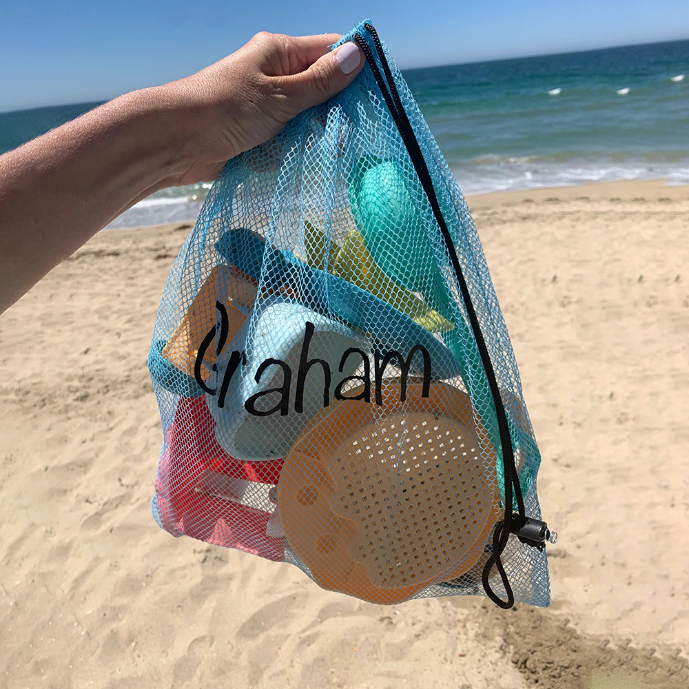 Personalized Beach Toy Collection Mesh Drawstring Bag | CWBeach150