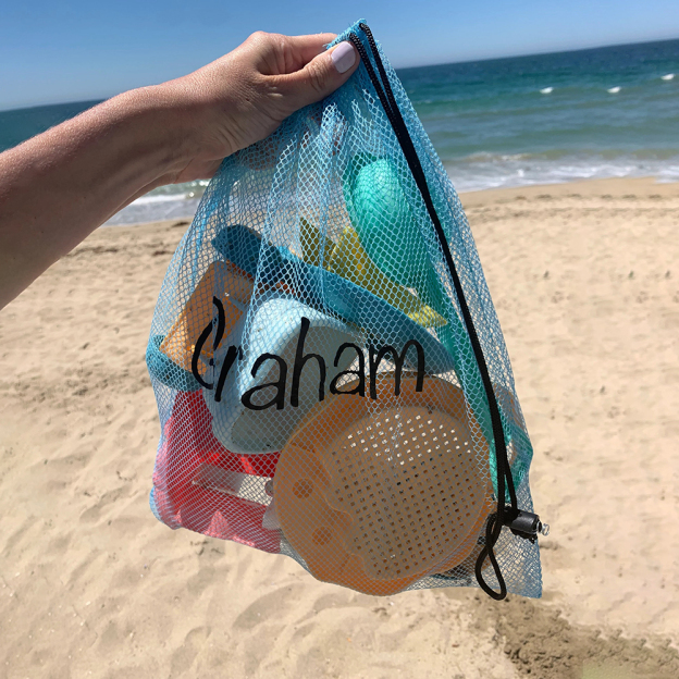 Personalized Beach Toy Collection Mesh Drawstring Bag | CWBeach150