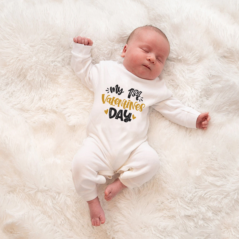 Personalized Baby First Valentine Ropmer and Hat Set | CWBaby145