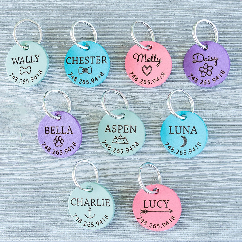 Personalized Handmade Silent Leather Pet ID Tag | BKPet145