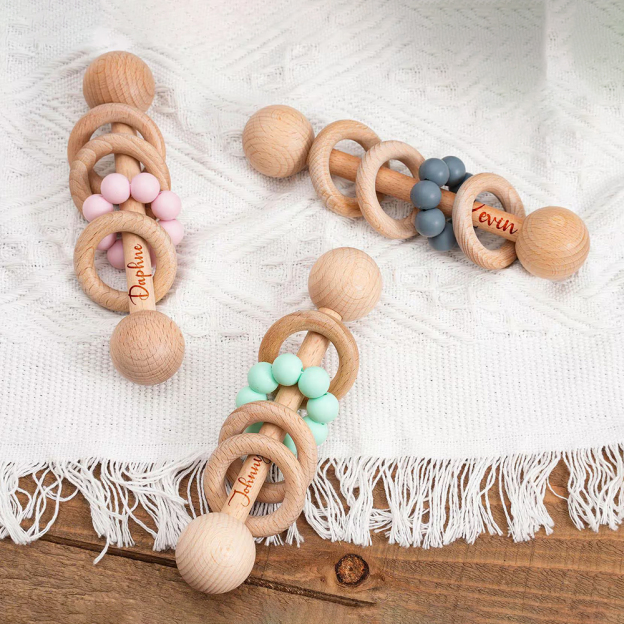 Personalized Cute Baby Wooden Rattle | CWBaby152