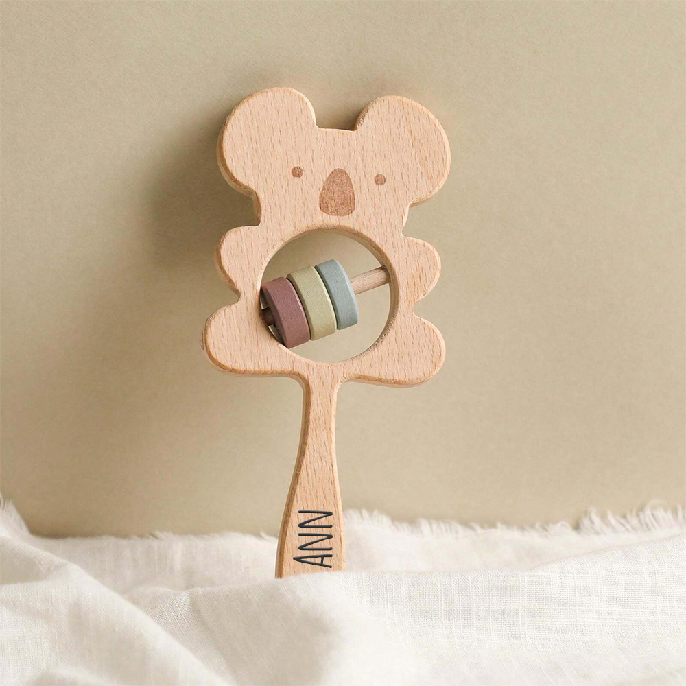 Personalized Baby Wooden Lovely Shape Rattle | CWBaby153