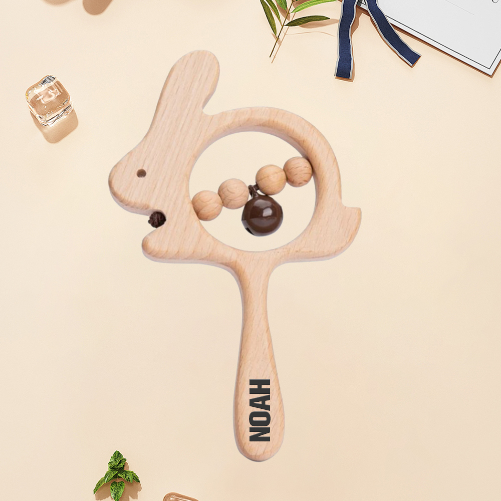 Personalized Baby Wooden Lovely Shape Rattle | CWBaby153