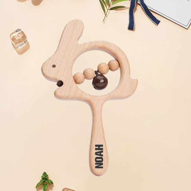 Personalized Baby Wooden Lovely Shape Rattle | CWBaby153