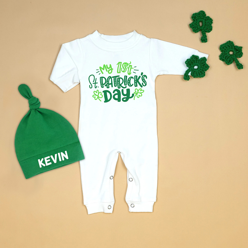 Personalized Baby First St. Patrick's Day Romper and Hat Set | CWBaby164