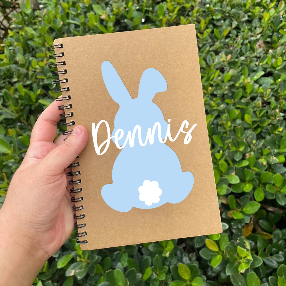 Personalized Easter Basket Bunny Notebook and PomPom Pen Set | CWToy110