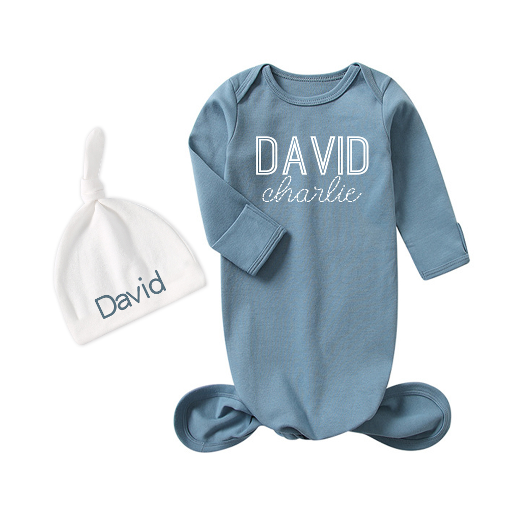 Personalized Cozy Newborn Bamboo Knotted Gown | CWbaby174