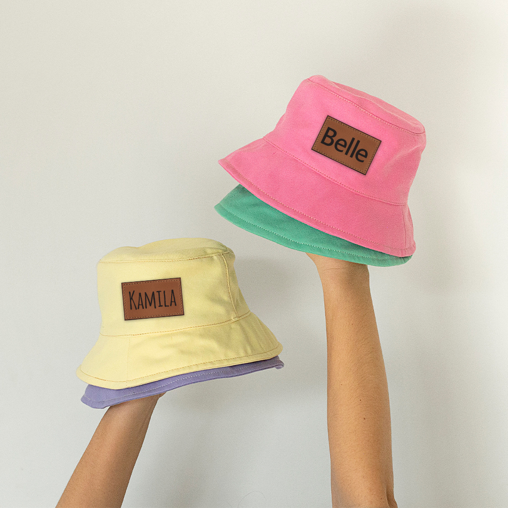 Personalized Kid Leather Patch Bucket Sunbonnet for Comfort & Unique | CWBeach157