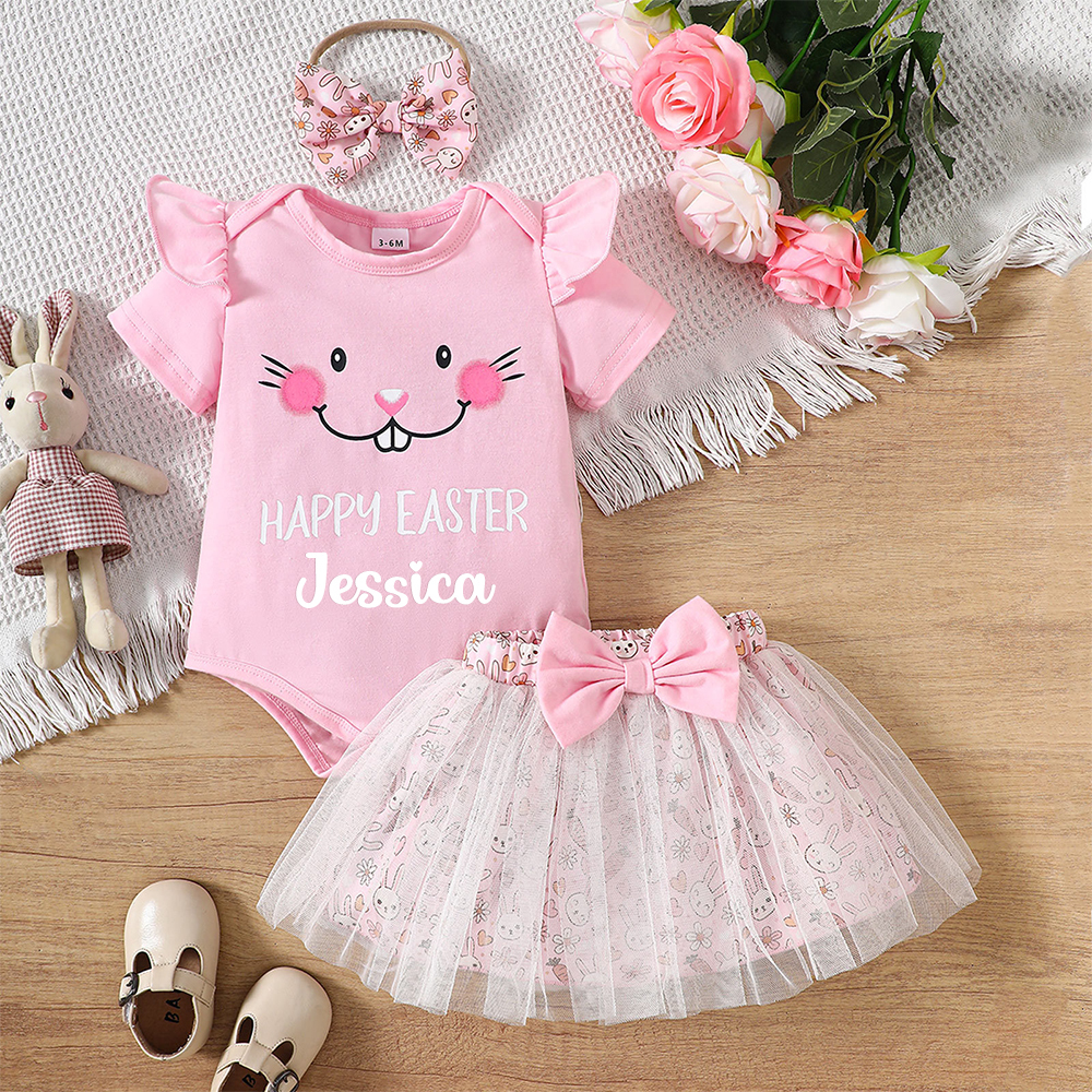 Personalized Baby Girl Happy Easter TUTU Outfit Set | CWBaby182