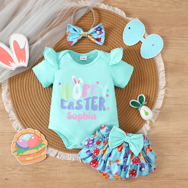 Personalised Baby Girl First Easter Outfit Set | CWBaby184