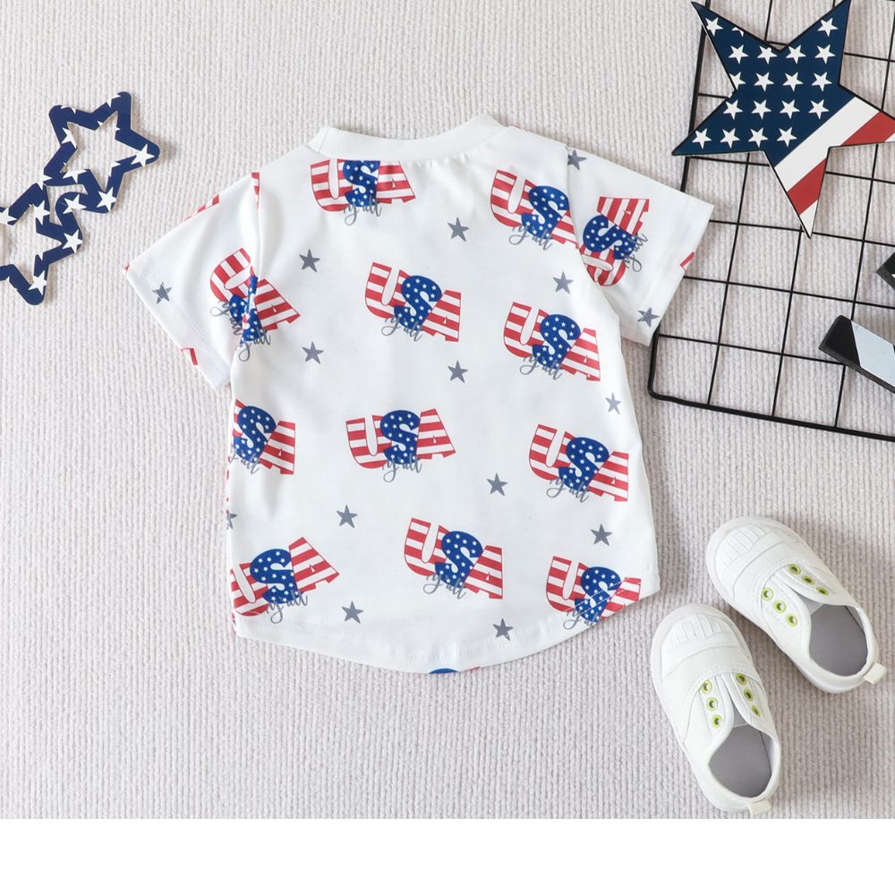 Personalised Baby Flag Print T-Shirt and Shorts Set | CWBaby185