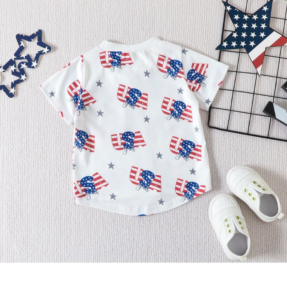 Personalised Baby Flag Print T-Shirt and Shorts Set | CWBaby185