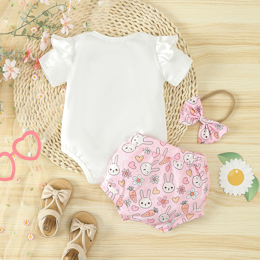 Personalised Baby Girls Easter Bunny Print Outfit Set | CWBaby186