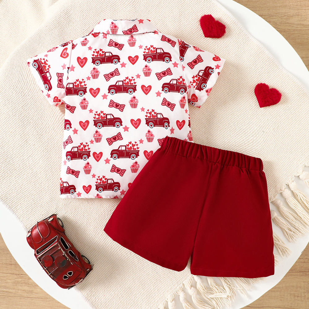 Personalized Baby Boy Valentine's Day Heart Print Shirt Outfit Set | CWBaby190