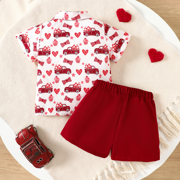 Personalized Baby Boy Valentine's Day Heart Print Shirt Outfit Set | CWBaby190