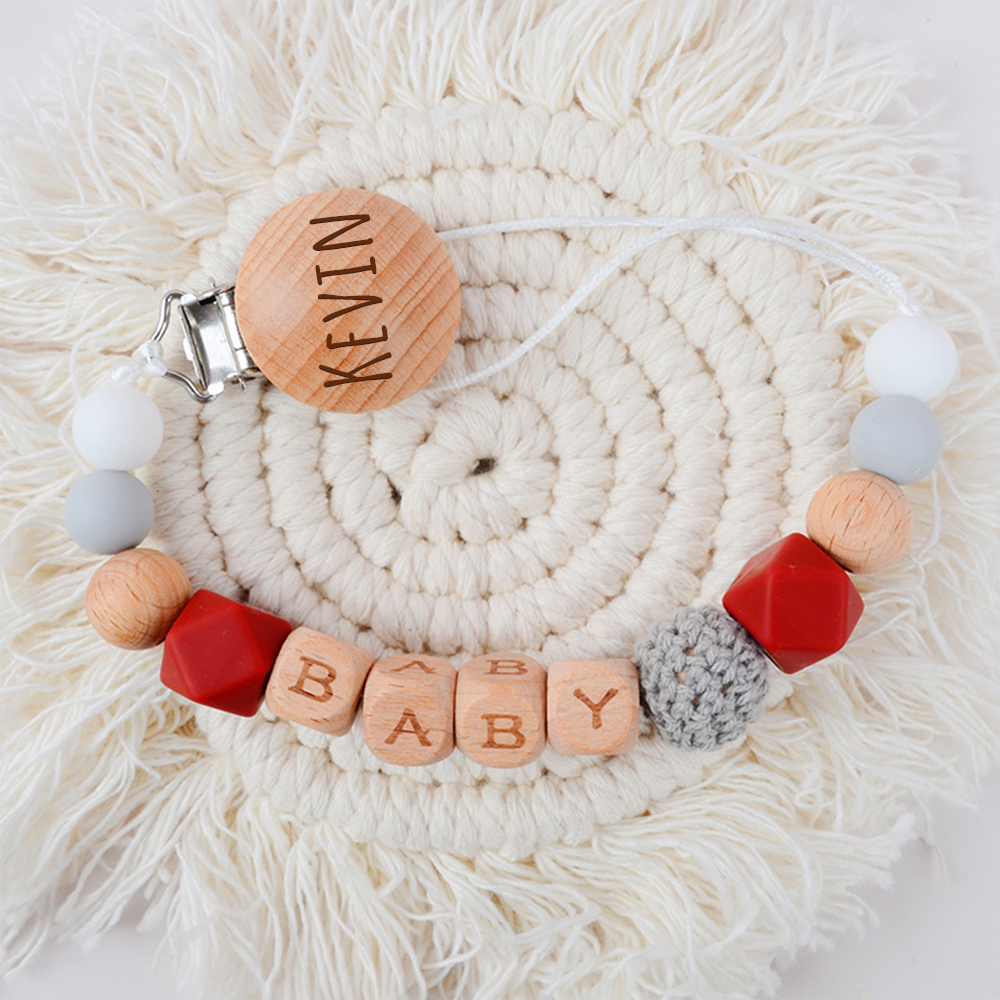 Personalized Baby Pacifier Crochet Bead Clip | CWBaby112