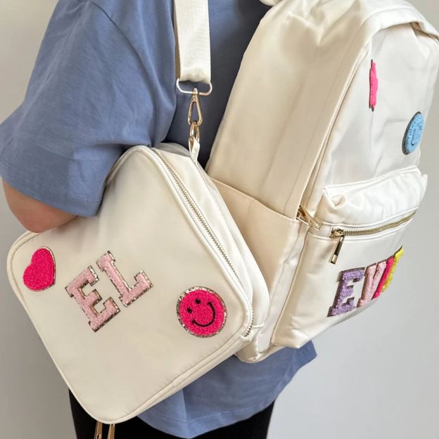 Personalized Chenille Letter Lunch Bag With Strap