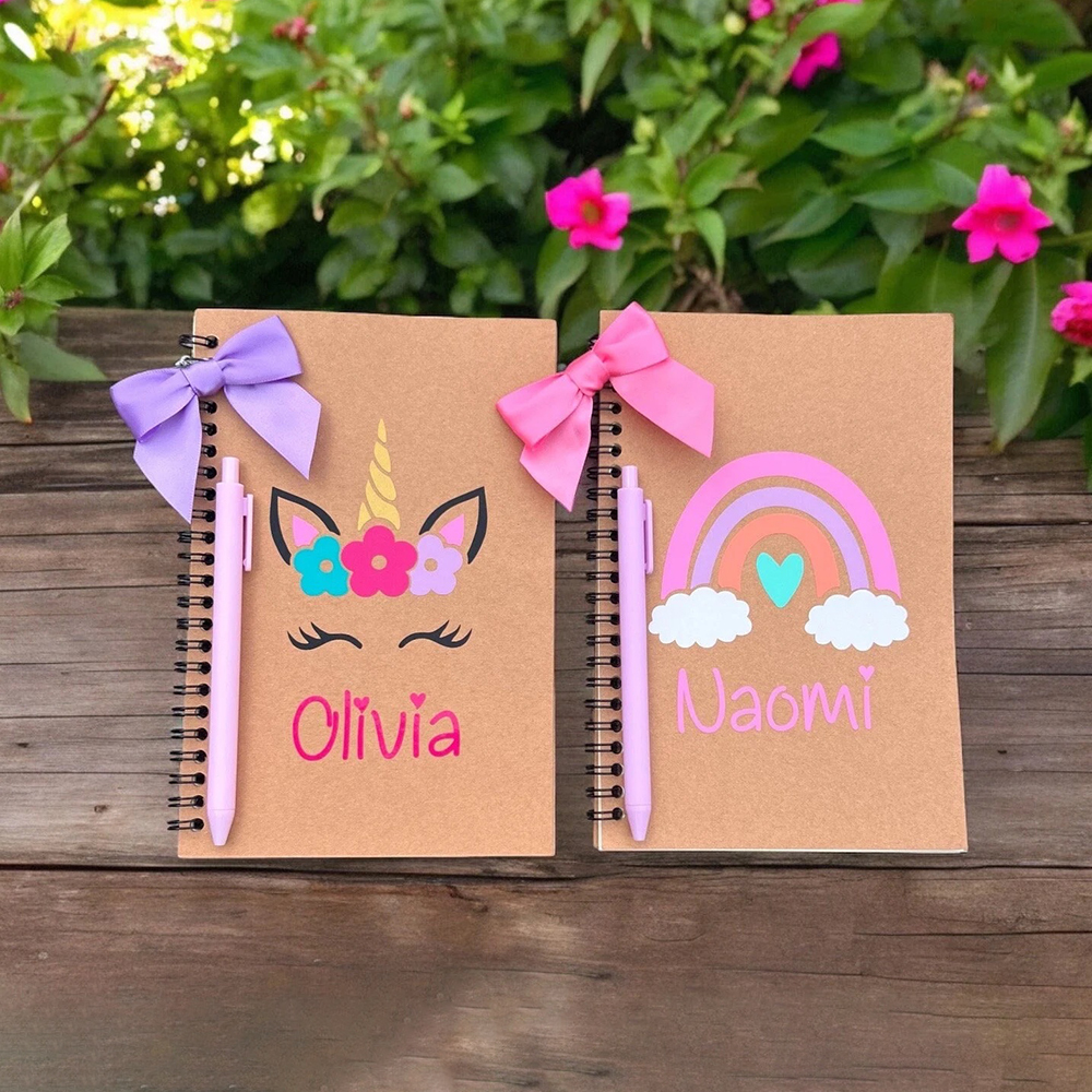 Personalized Lovely Boho Rainbow And Unicorn Notebook With Pen Set | CWToy116