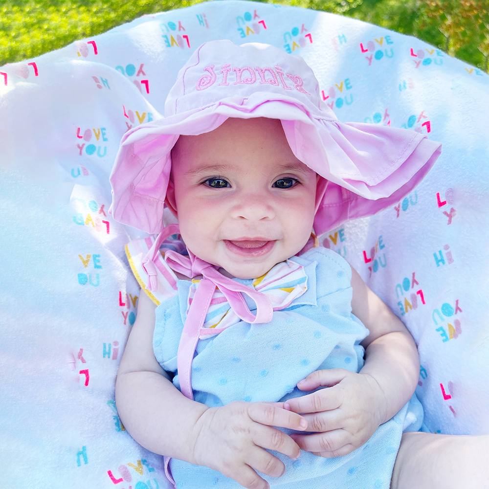 Personalized Embroidery Ruffle Sun Protection Hat | CWBeach162