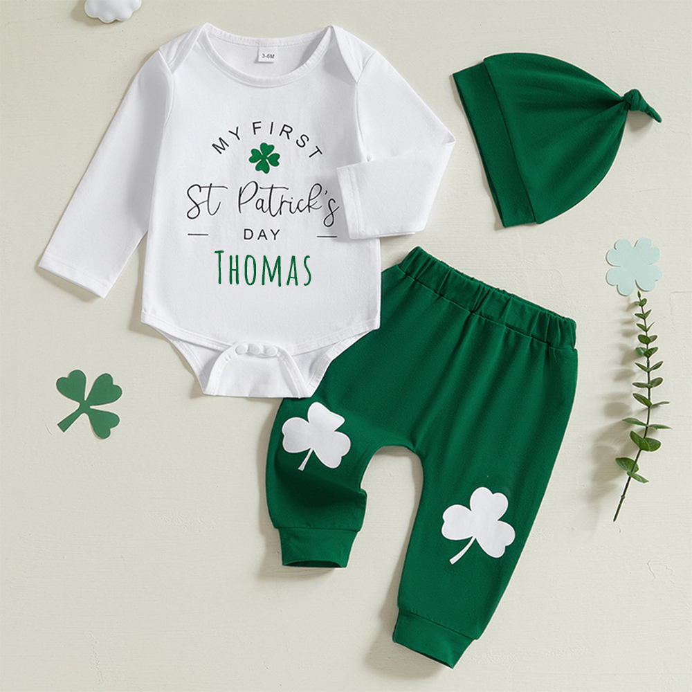 Personalized Baby St. Patrick's Day 3pcs Outfit Set | CWBaby193