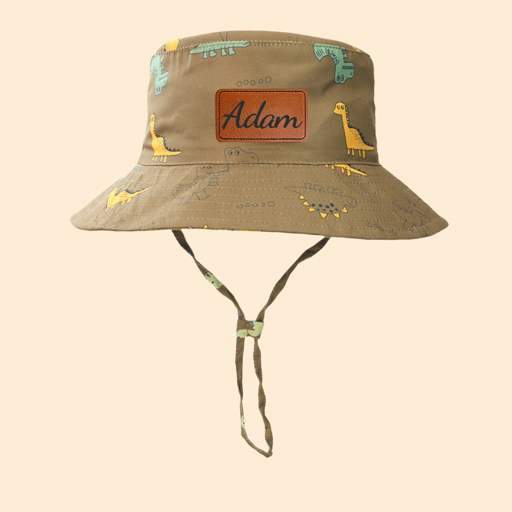 Personalized Leather Patch Dinosaur Bucket Hat for Comfort & Unique | CWBeach169
