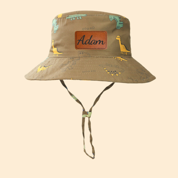 Personalized Leather Patch Dinosaur Bucket Hat for Comfort & Unique | CWBeach169