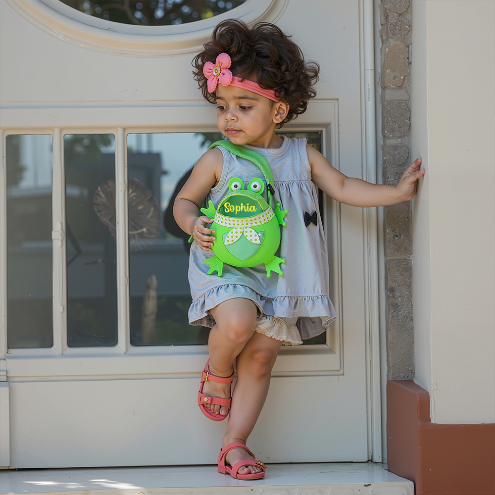 Personalized Kids Cute Frog Beach Tote Bag | CWBeach167