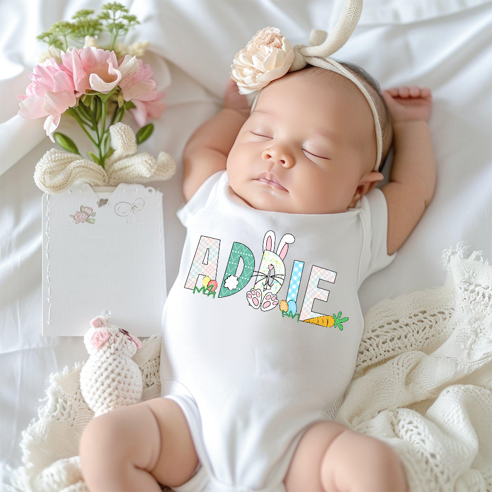 Personalized Baby Cute Easter Bunny Romper | CWEaster51