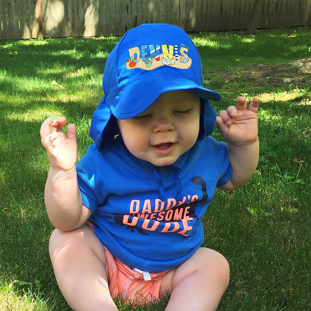 Personalized Kids UV Sun Hat with Neck Protection | CWBeach171