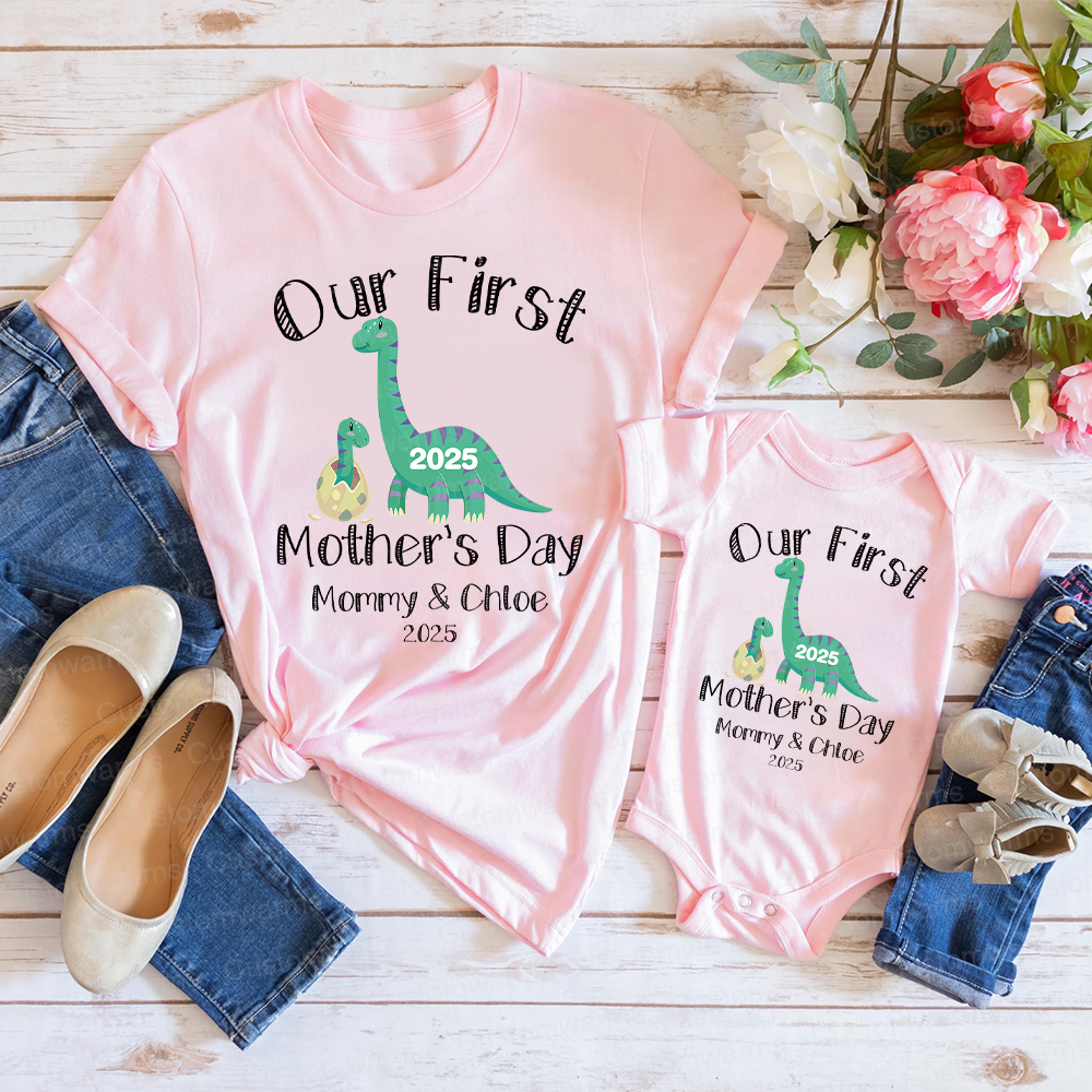 Personalized First Mother's Day Mommy and Baby Outfit | CWFamily27