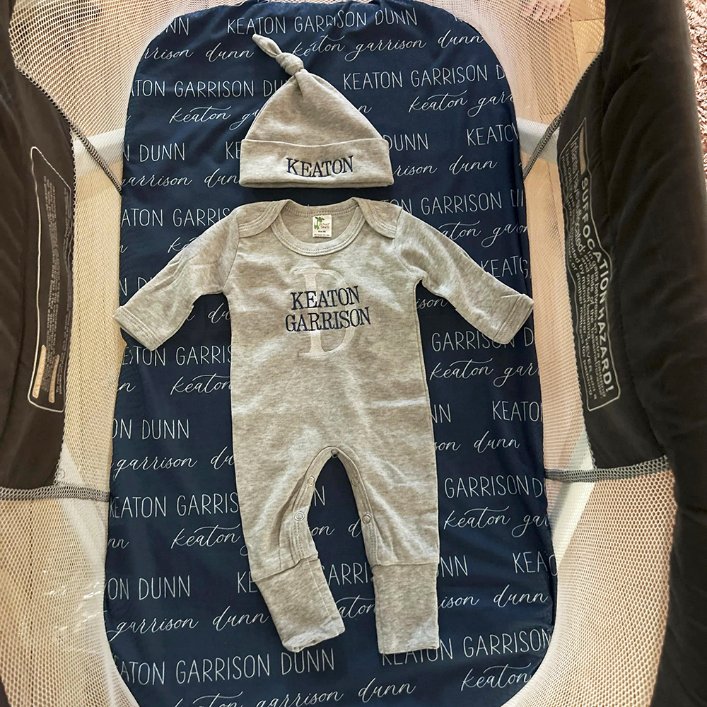 Personalized Embroidery Baby Coming Home Romper and Hat Set | CWBaby204