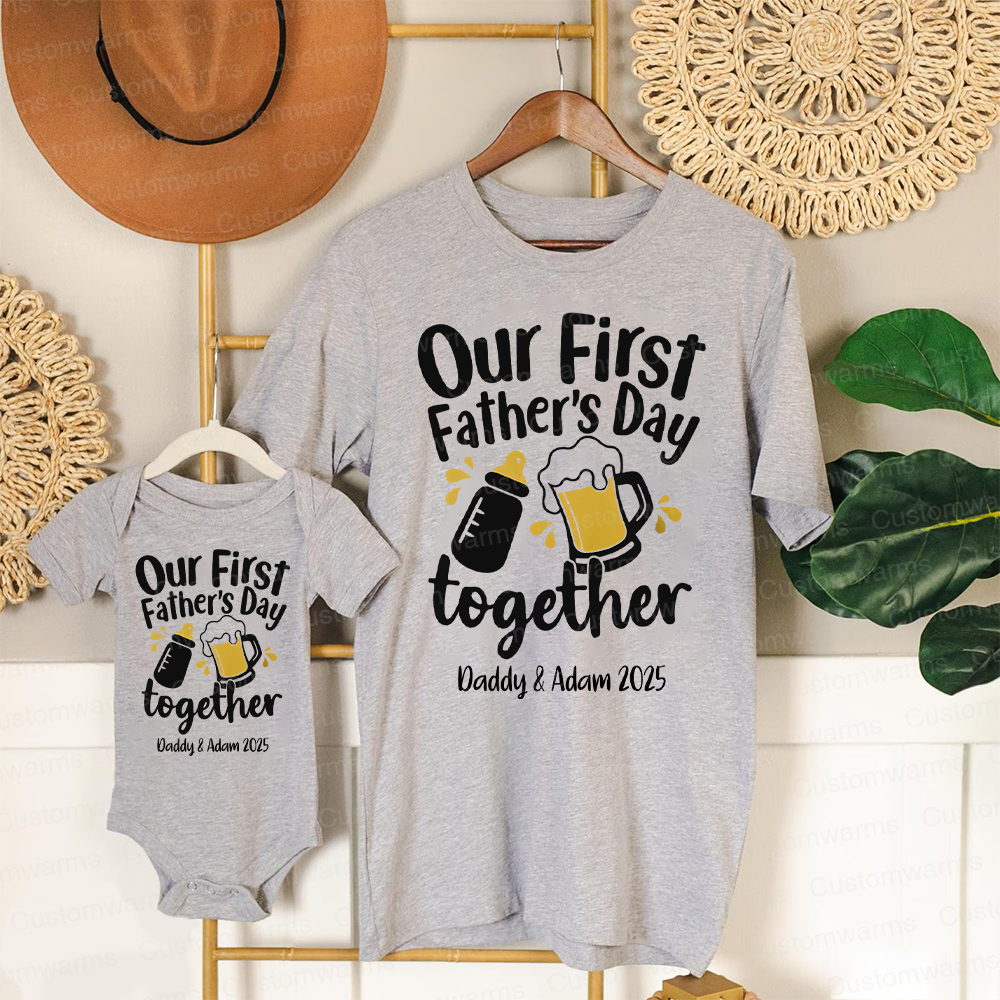 Personalized First Father's Day Daddy and Baby Outfit | CWFamily42