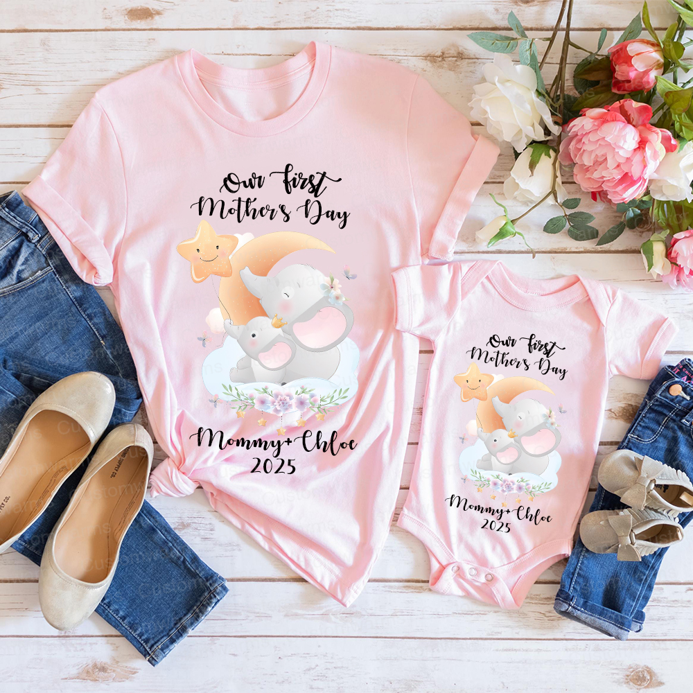 Personalized First Mother's Day Mommy and Baby Outfit | CWFamily41