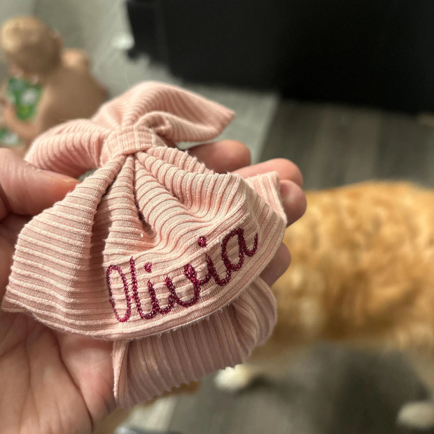 Personalized Embroidery Baby Girl Stretchy Bow Headband | CWBaby208