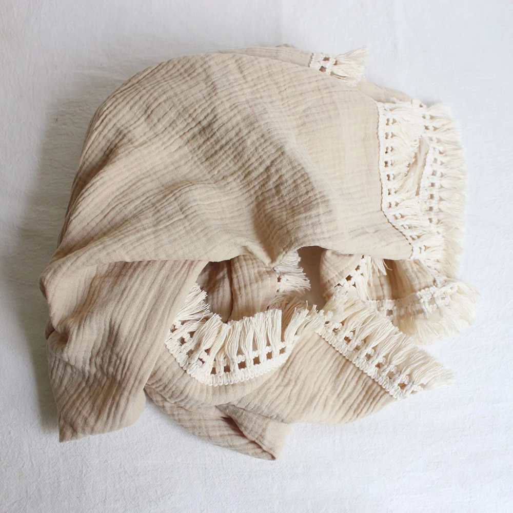 Personalized Fringe Leather Patch Baby Blanket | CWBaby49