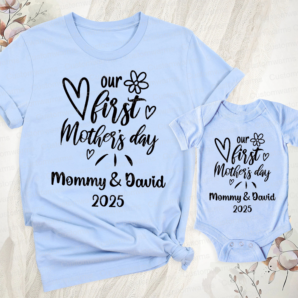 Personalized First Mother's Day Mommy and Baby Outfit | CWFamily45