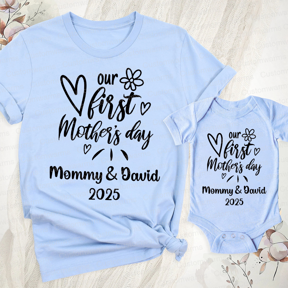 Personalized First Mother's Day Mommy and Baby Outfit | CWFamily45