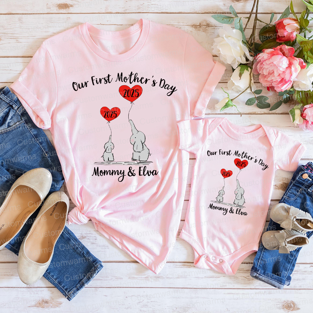 Personalized First Mother's Day Mommy and Baby Outfit | CWFamily48